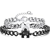 Matching Bracelets for Couples : Long Distance Relationship Gifts Puzzle Heart Stainless Steel Bracelets for Women Men His Hers Bracelets Set for Bf gf Husband Wife Friends Anniversary Promise Gift