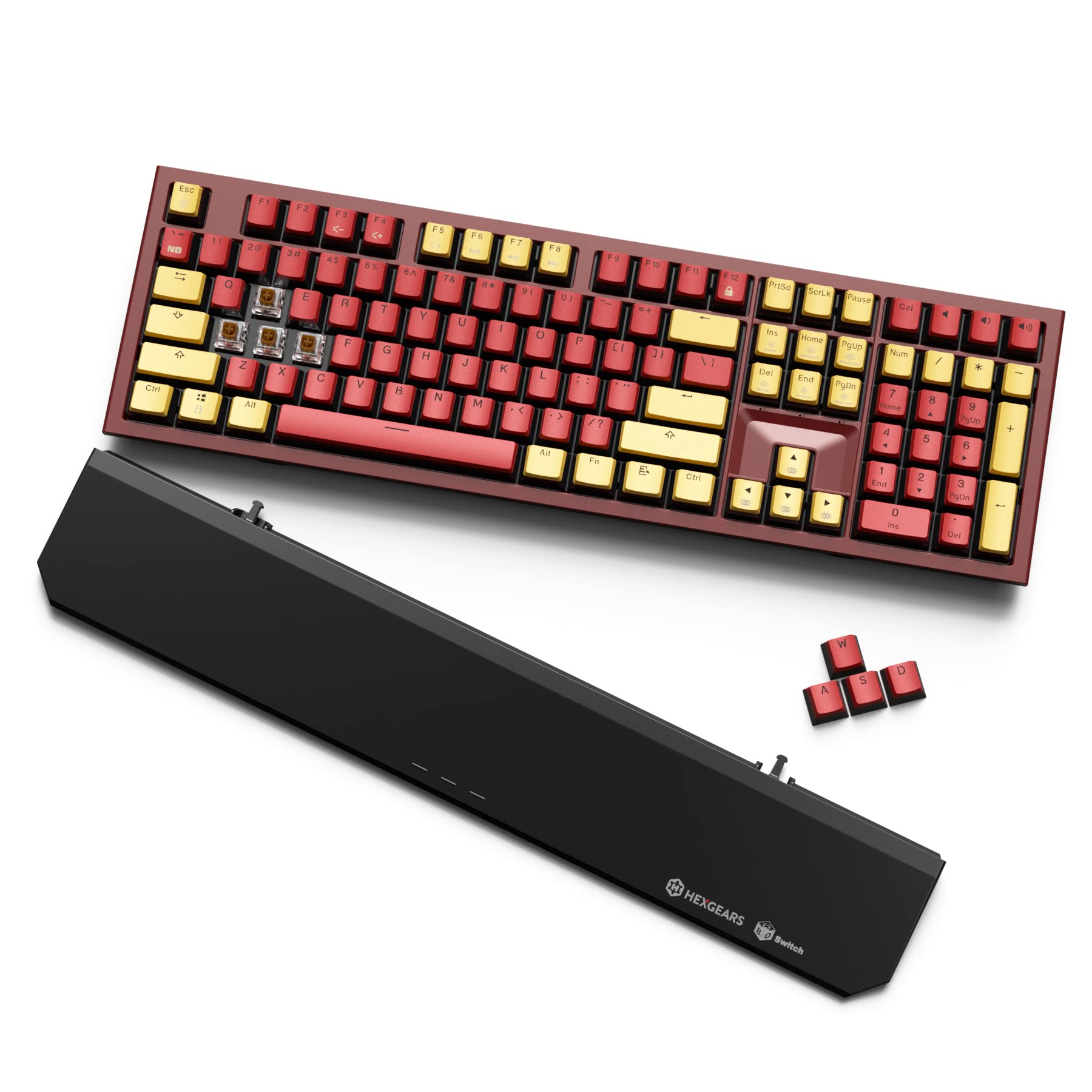 Hexgears X5 Wireless Mechanical Keyboard with Kaihl Box Switch-Quicksand Gold, Ironman Computer Keyboard for Gaming, Typing, Ergonomic 108-key Typewriter Keyboard with Wrist Rest