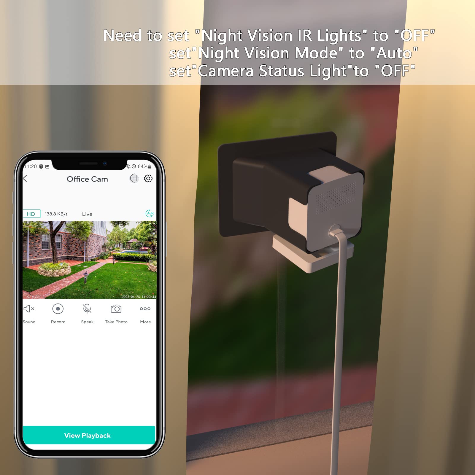 Angled Window Mount for Wyze Cam v4 Cam V3, 20 Degrees Tilt ( Up/Down/Left/Right ), Through Window Use Cam v4 v3, Helps You Watch Front Yard and Driveway ( Black/Pack of 2)