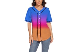 BAICAIYU Women's Baseball Jerseys Blank Button Down V-Neck Softball Team Uniform Fashion Simple Wide Stripe Short Sleeve