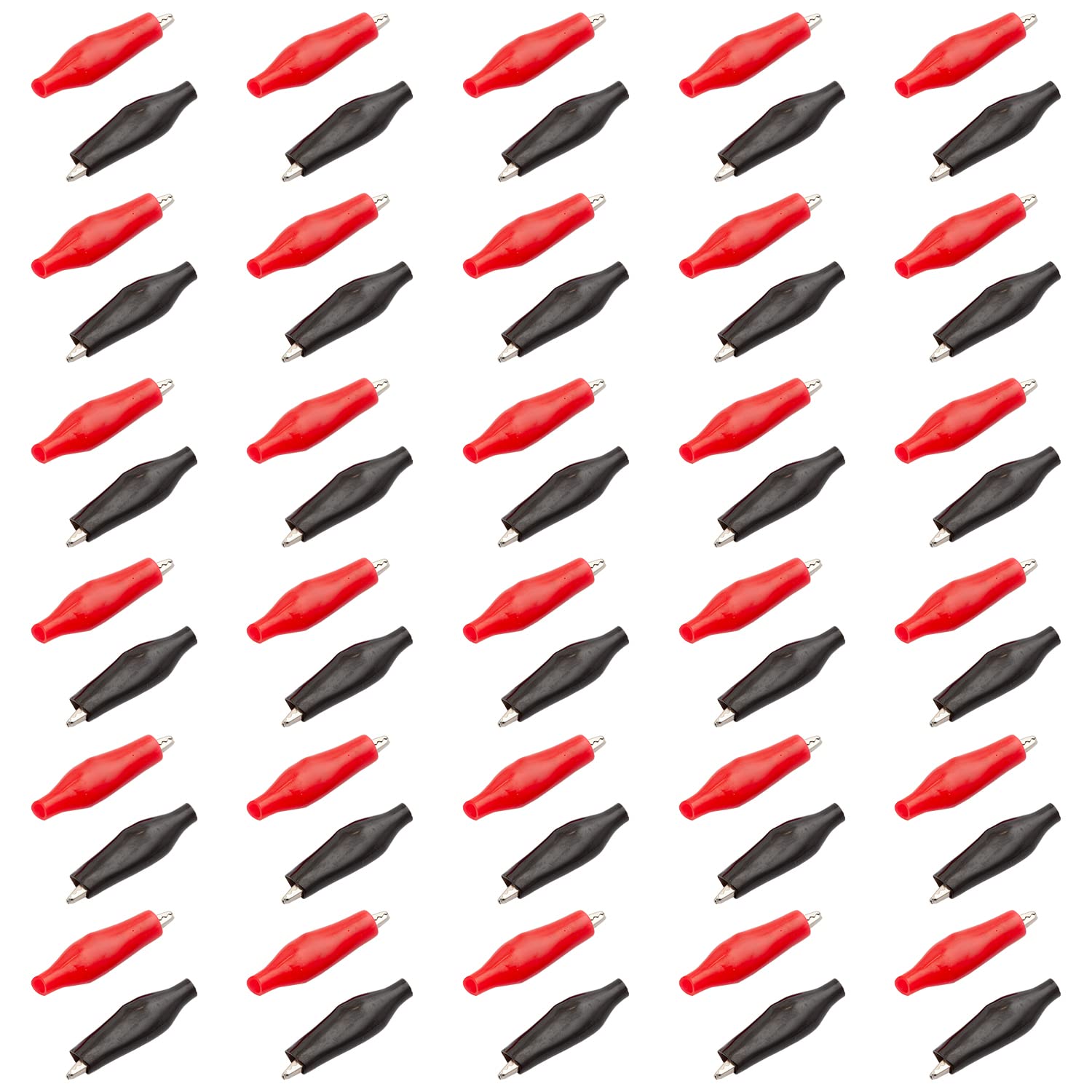 AZ Delivery 60 x Crocodile Clips 28mm Electric Clip For Testing Alligator Clamp Probe Meter Plastic Boot Protective Insulation Cover G98 Red Black Color