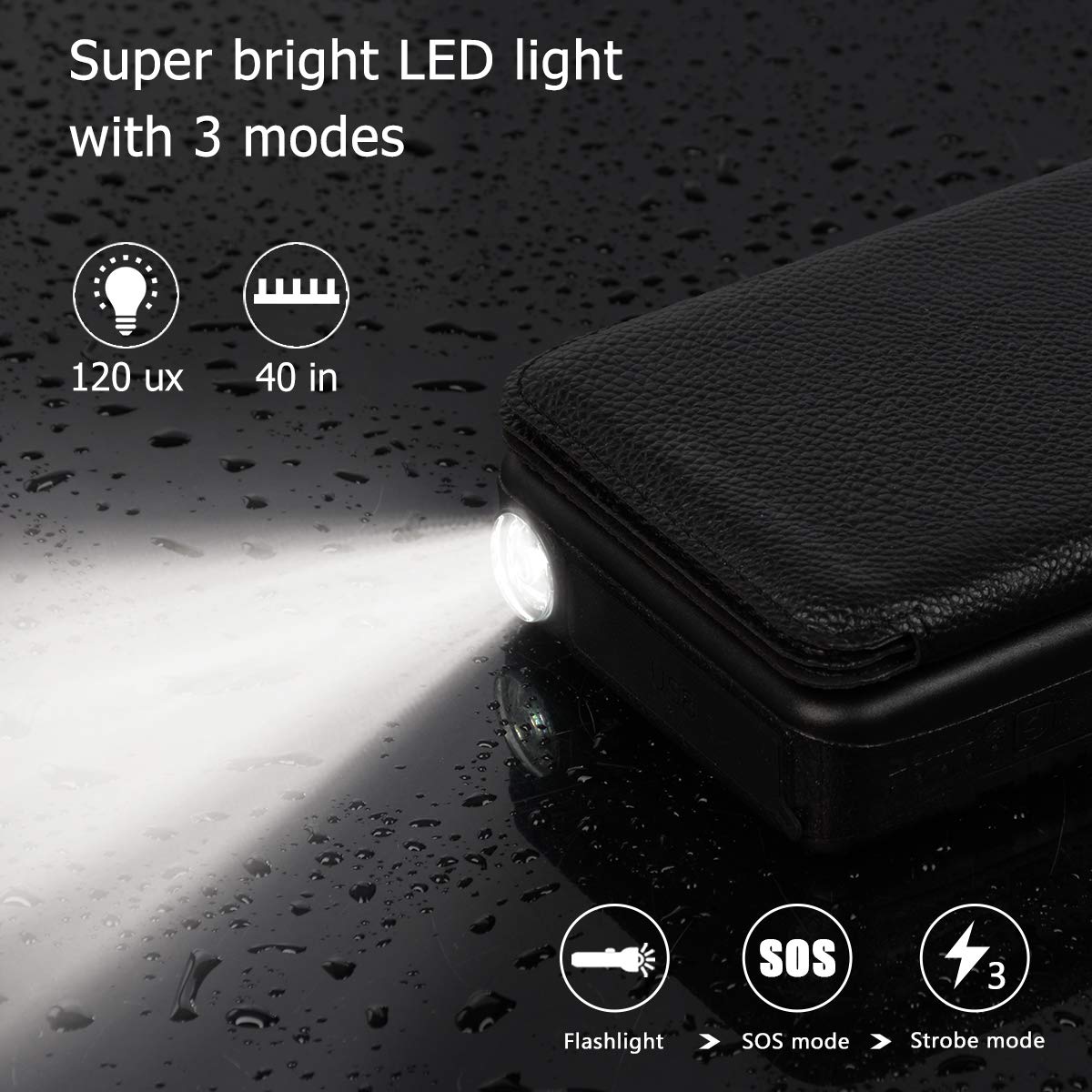 Solar Charger 25000mAh, Riapow Waterproof Power Bank with 4 Solar Panels, Dual USB & Type-C Input for Smart Phones, ipad and Laptop, Outdoor Camping