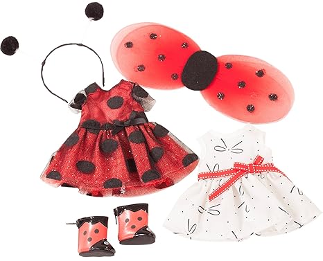 Götz 3402963 Ladybug - Sommer-Set für Deine Just-Like-me Puppe - Bekleidungsset für Stehpuppen XS mit Einer Größe von 27 cm