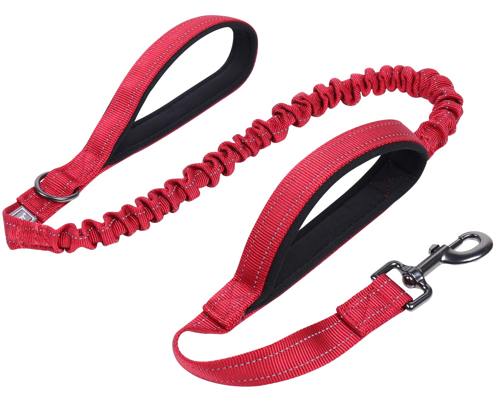 VIVAGLORY Dog Lead Pullsafe Bungee Dog Lead, Leash with 2 Padded Handle & Double Handle for Training & Walking, Bungee Anti Pull for Pet That Pull, 1.2m x 2.5cm, Red