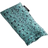 Hugger Mugger Silk Eye Pillow with Bead Filling - Boho Teal - Scent-free, Light Weight, Chill in Freezer, Washable Cover, Washable Bead Filling