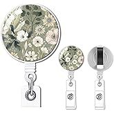 quohet 2 Pack Badge Reels Retractable,Id Badge Holders Retractable,Badge Clips Retractable ID Card Holder for Teacher, Student, Office Worker(floral spring)