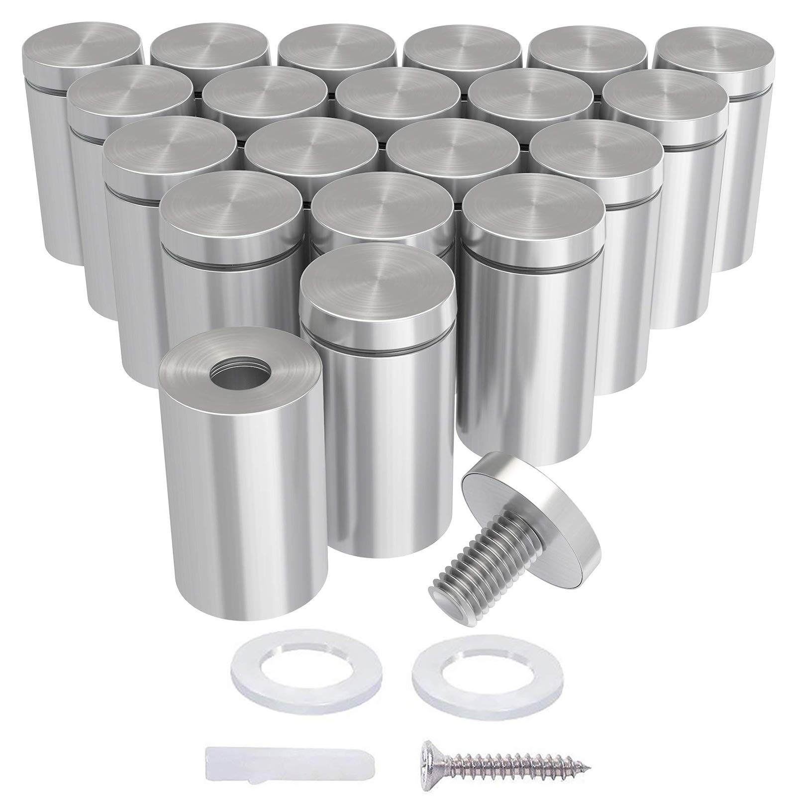 LuckIn 20-Pack 1/2 x 1 Inch Stainless Steel Standoff Screws, Mounting Glass Hardware Sign, for Hanging Acrylic Picture Frame