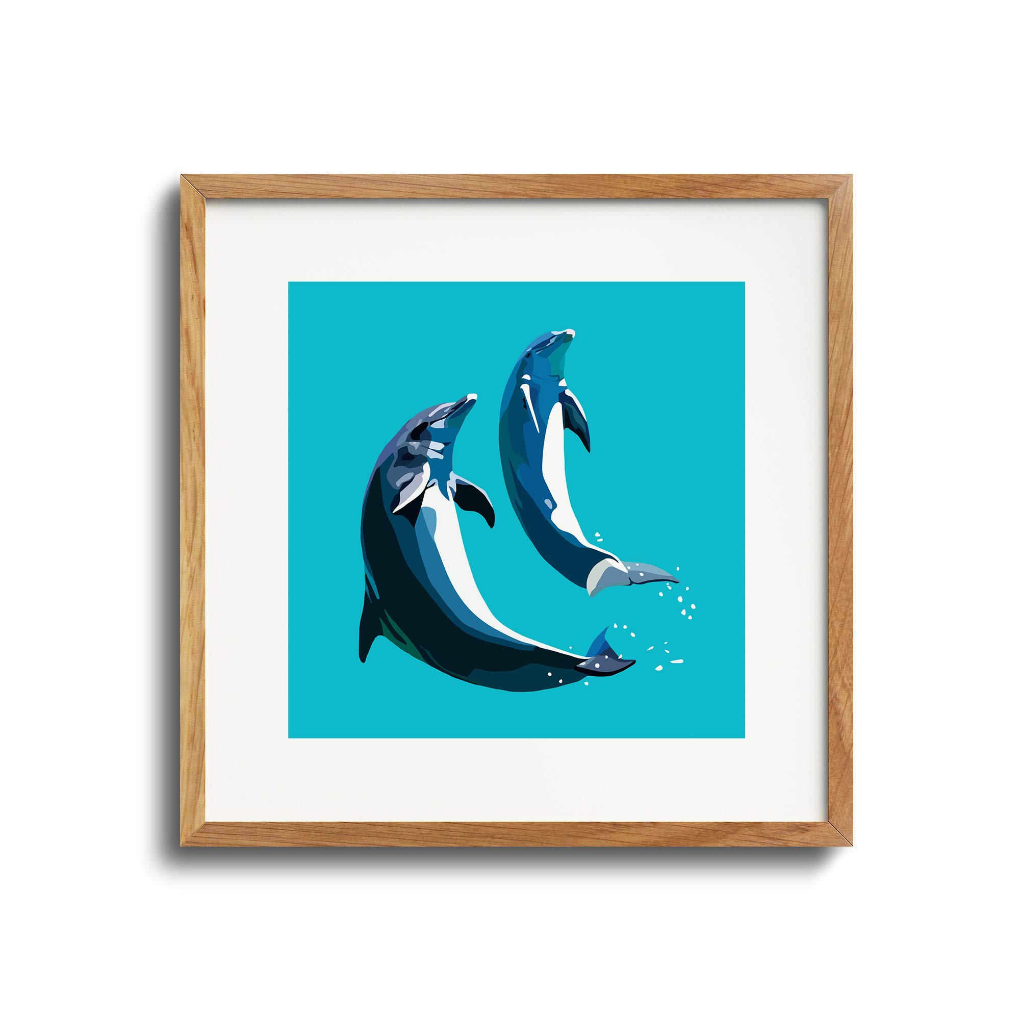 Tall Boy Wall Art Print From Emily Brooks | Contemporary Animals Collection | Wall Décor, Wall Art for Living Room, Office, Bedroom | Print Only | 30cm x 30cm | Made in the UK (Dolphins)