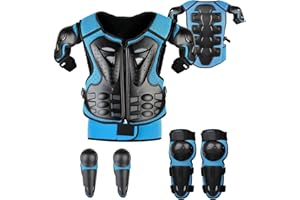 Youth Dirt Bike Gear, JUSTDOLIFE 5 PCS Motorcycle Armbor Protection Jacket, Kids Motorcycle Armor with Knee Pads Elbow Pads Chest Protector Racing for Outdoor Sports