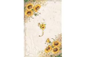 Vintage Sunflower Notebook: Sunflower Journal, Monogram Letter J Blank Lined and Dot Grid Paper with Interior Pages Decorated With More Sunflowers:Small