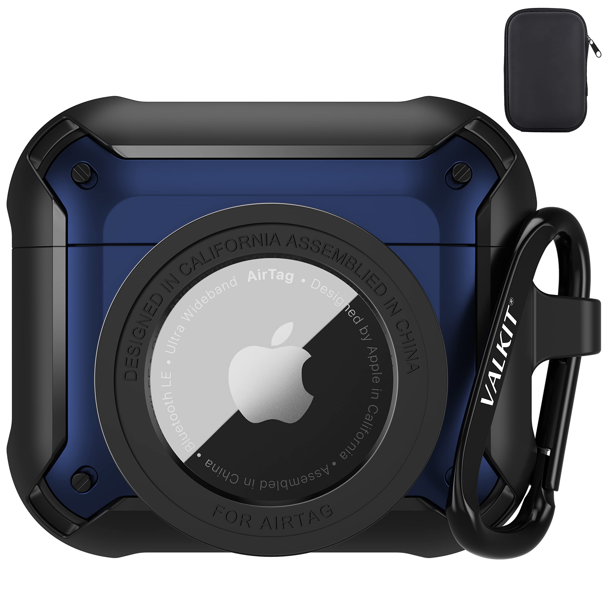 Photo 1 of Valkit Compatible with Airpods 3 Case Cover, 2 in 1 Rugged Protective for Airpods 3rd Generation Case for Men Women with Keychain Shockproof Skin for Airpods 3 Gen, Black/Blue