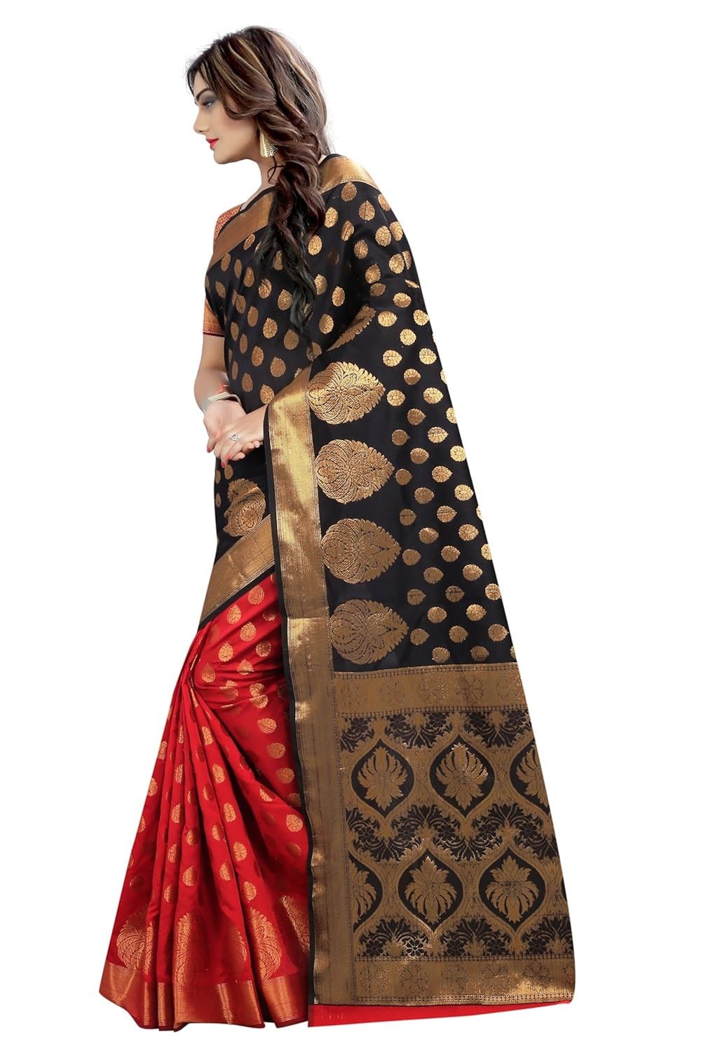 silk zone women's silk saree with blouse piece (banarasi 12_1_red)