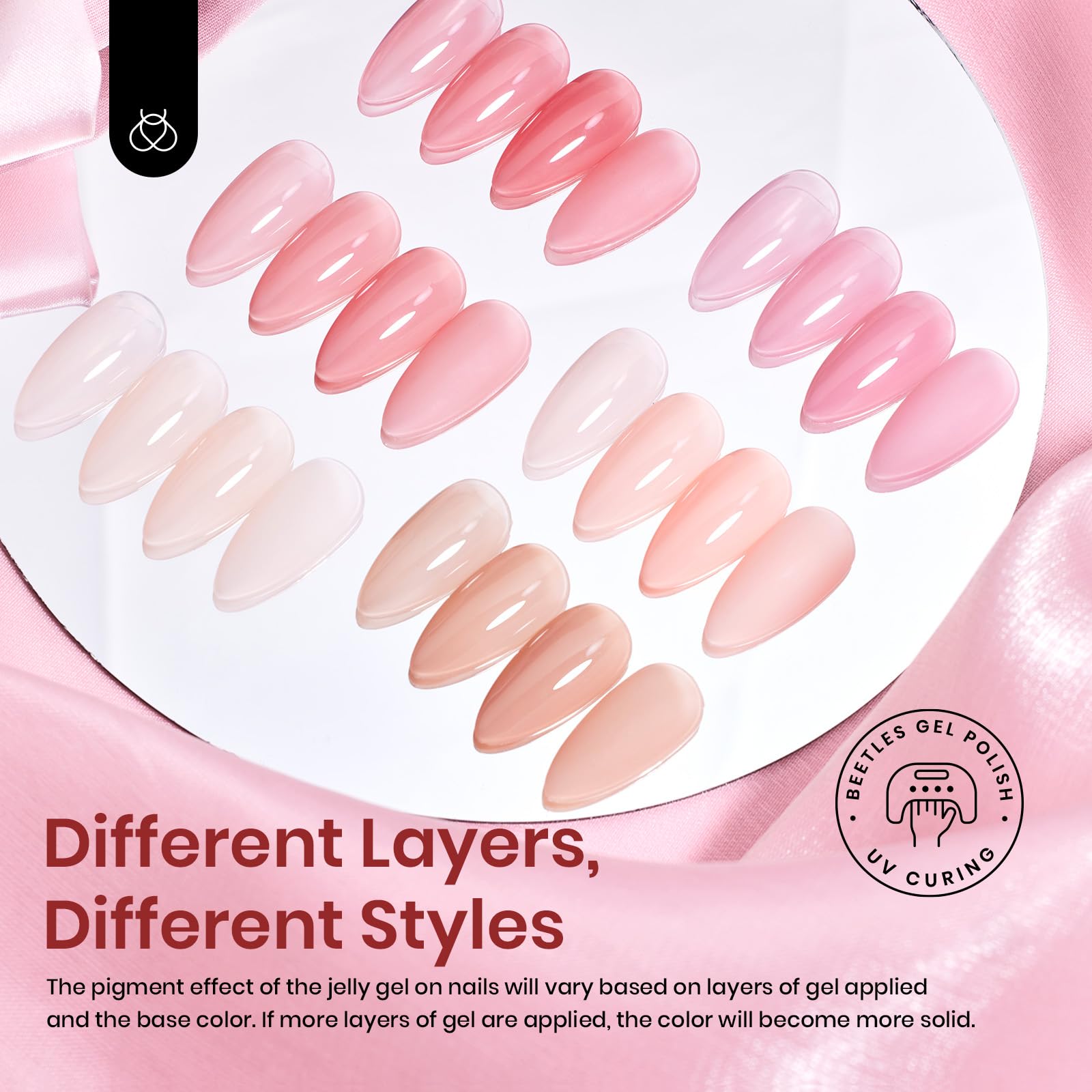 Beetles Spring Gel Nail Polish Set, 6 Colors Jelly Gel Polish Nude Pink Neutral Nail Art Design Translucent Gel Nail Kits Soak Off Uv Nail Lamp Cured Nail Manicure for Women - Image 4