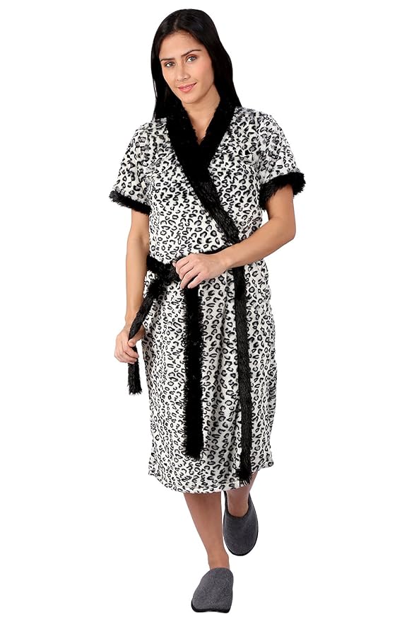 Vixenwrap White Leopard Print Bathrobe(Freesize) Amazon.in Clothing