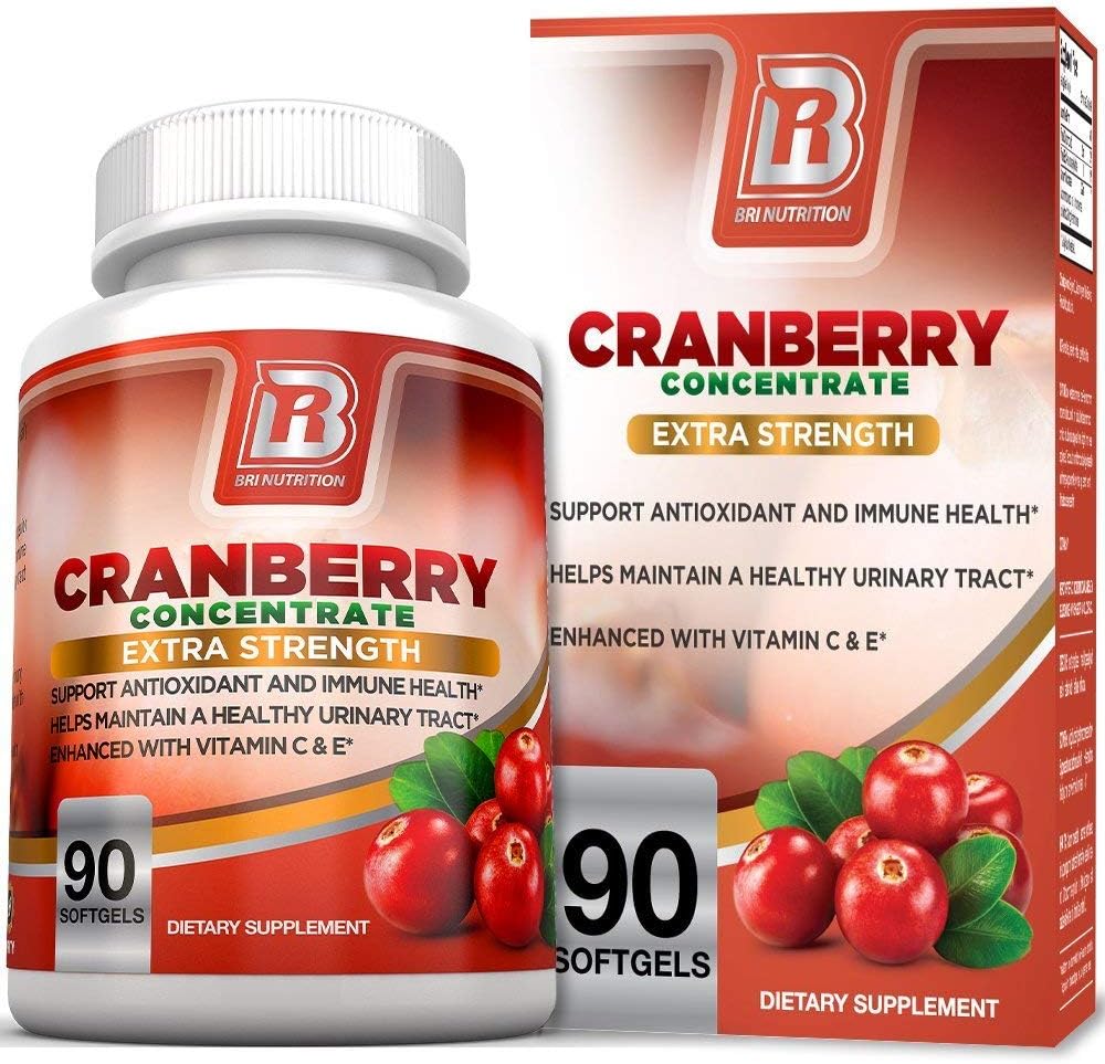 BRI Nutrition 3X Strength 12,600mg CranGel Power Plus: High Potency, Maximum Strength Cranberry SoftGel Capsules Fortified with Vitamins C and Natural E - 90 Softgels: Health & Personal Care