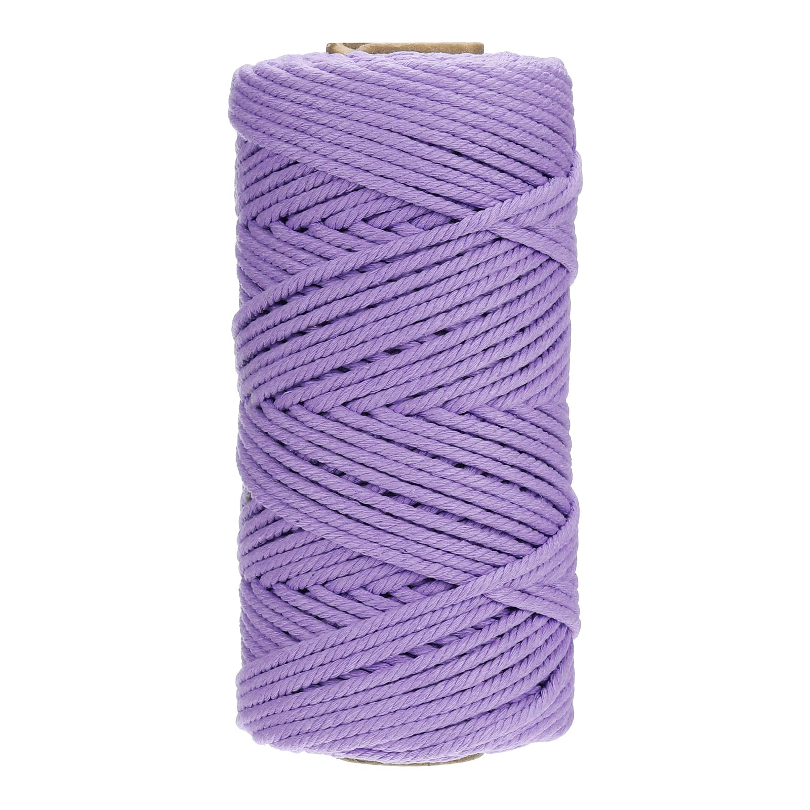 PATIKIL 4mm x 109 Yard Macrame Cord, Soft Cotton Colored Macrame Yarn String 4 Strand Twisted for Wall Hanging Plant Hanger Dreamcatcher DIY Knitting Supplies, Light Purple