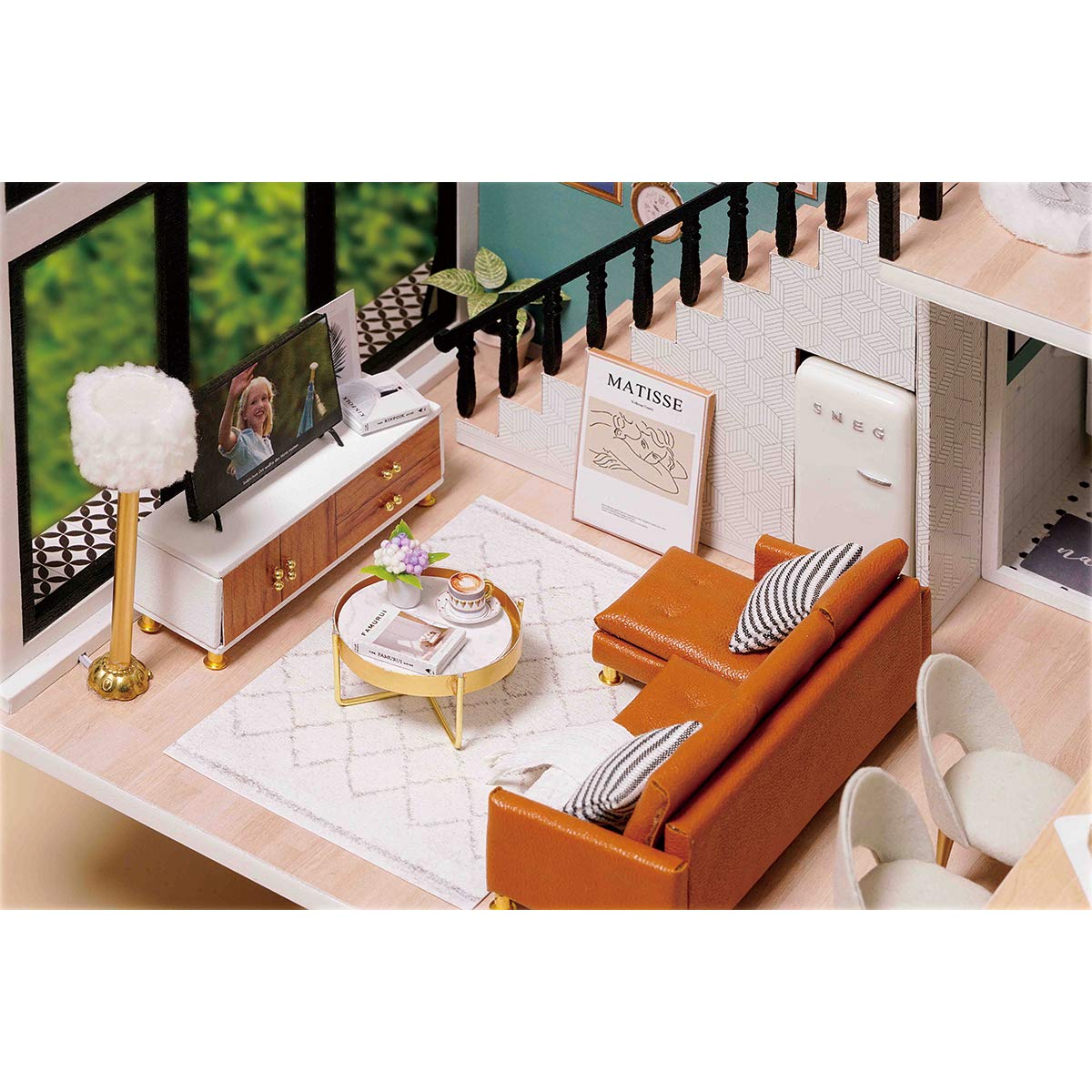 GuDoQi DIY Miniature Dollhouse Kit, Tiny House kit with Furniture and Music, Miniature House Kit 1:24 Scale, Great Crafts Gift for Birthday Easter Day, Comfortable Life