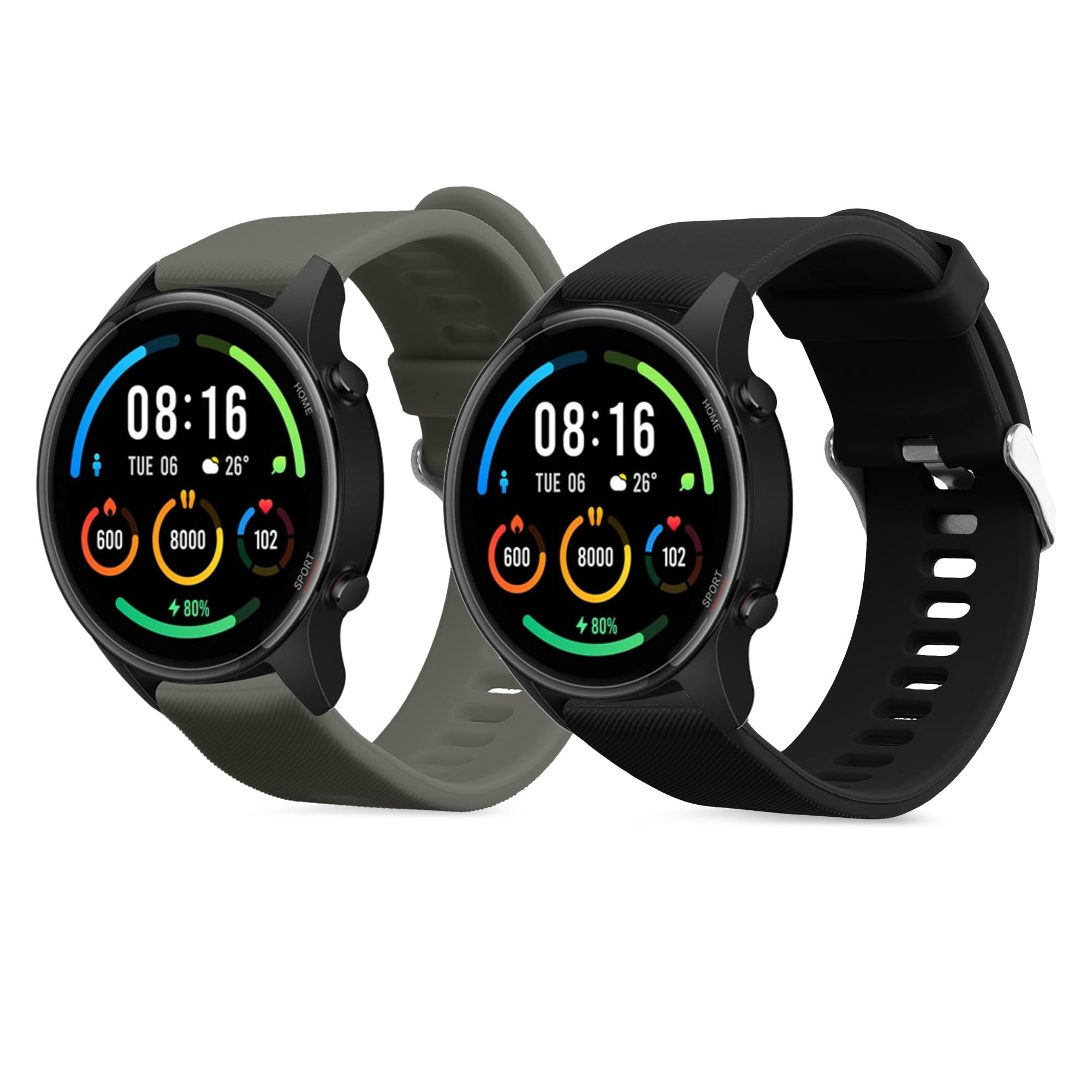 kwmobile 2x Replacement Strap for Xiaomi Mi Watch / Mi Watch Color Sport Band - Silicone Band Soft TPU Durable