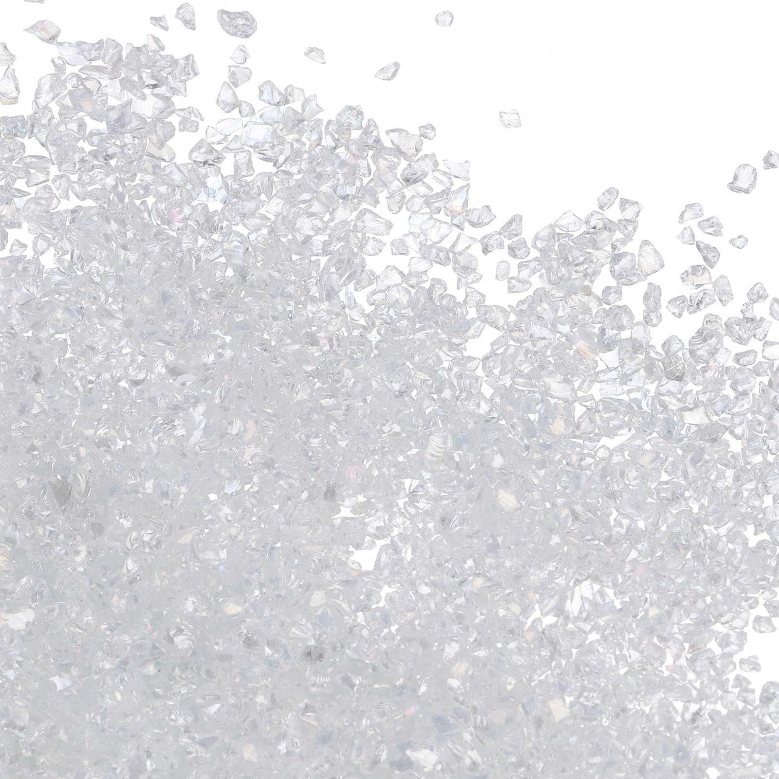 PATIKIL 200g Crushed Glass Glitters, 2-4 mm Colorful Irregular Glass Chips Chunky Glitters Stones for Nail Art DIY Craft Jewelry, White