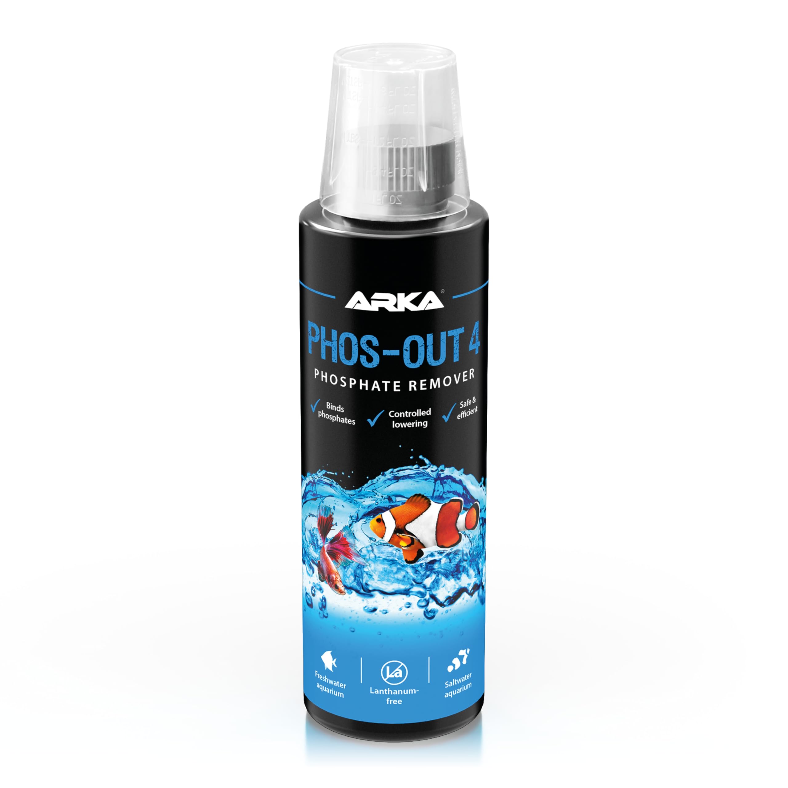 Phosphate Remover for Aquariums – ARKA Phos-Out 4 236 ml – liquid PO4 remover for freshwater & marine tanks – rapid action, lanthanum-free – prevents algae & stabilises water quality