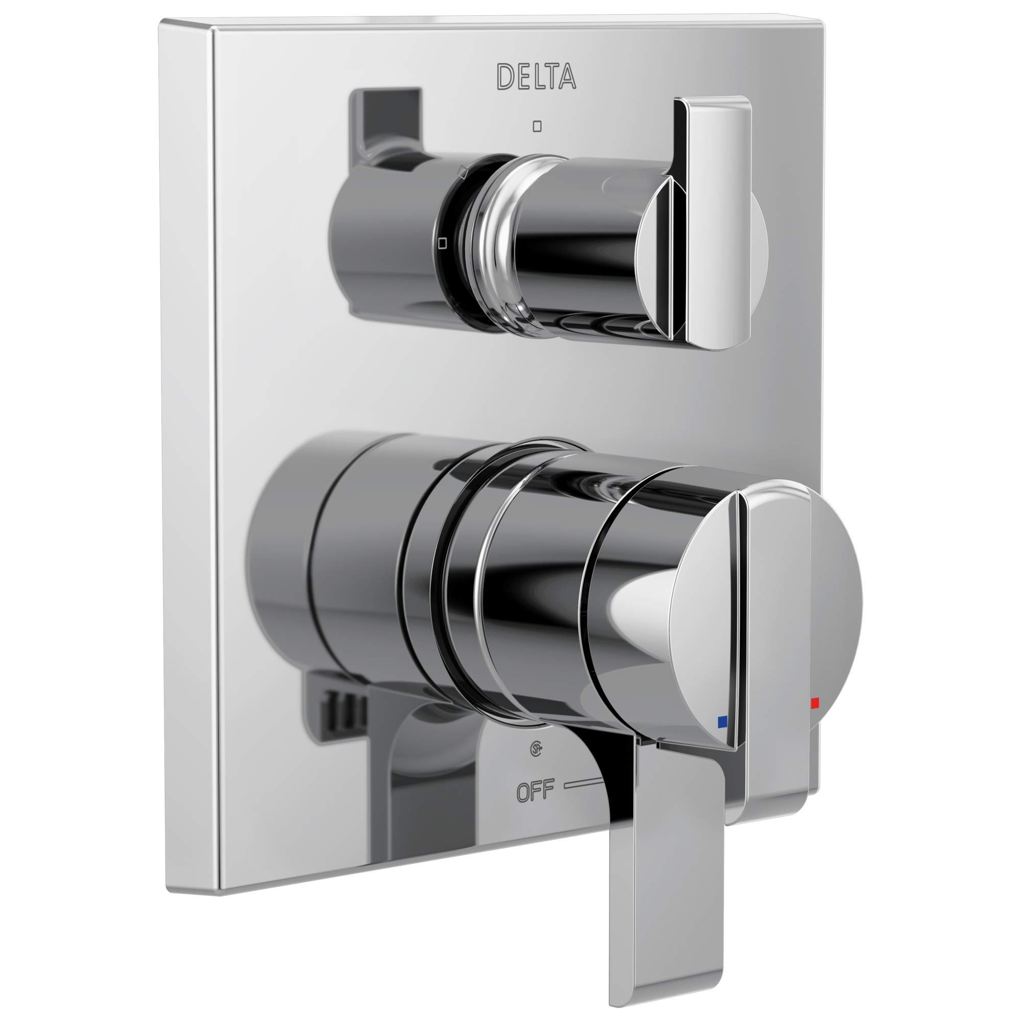 DELTA FAUCET T27867, Chrome Ara Angular Modern Monitor 17 Series Valve Trim with 3-Setting Integrated Diverter