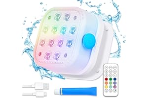 Homly Rechargeable Submersible Pool Lights with Remote, Waterproof Underwater Charging Battery Operated Controlled 16 Color Changing LED with Magnet Floating Lights Pool Pond Decoration 1 Pack