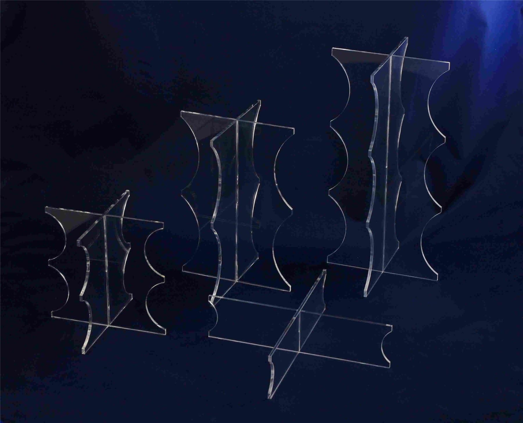 Black Interlocking Cross Shaped Scalloped Acrylic Cake Stand (8" High, 8" Diameter)
