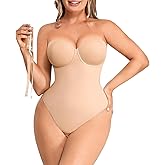 SHAPELLX Shapewear Bodysuit for Women Tummy Control Strapless Body Suit Faja Body Shaper Thong