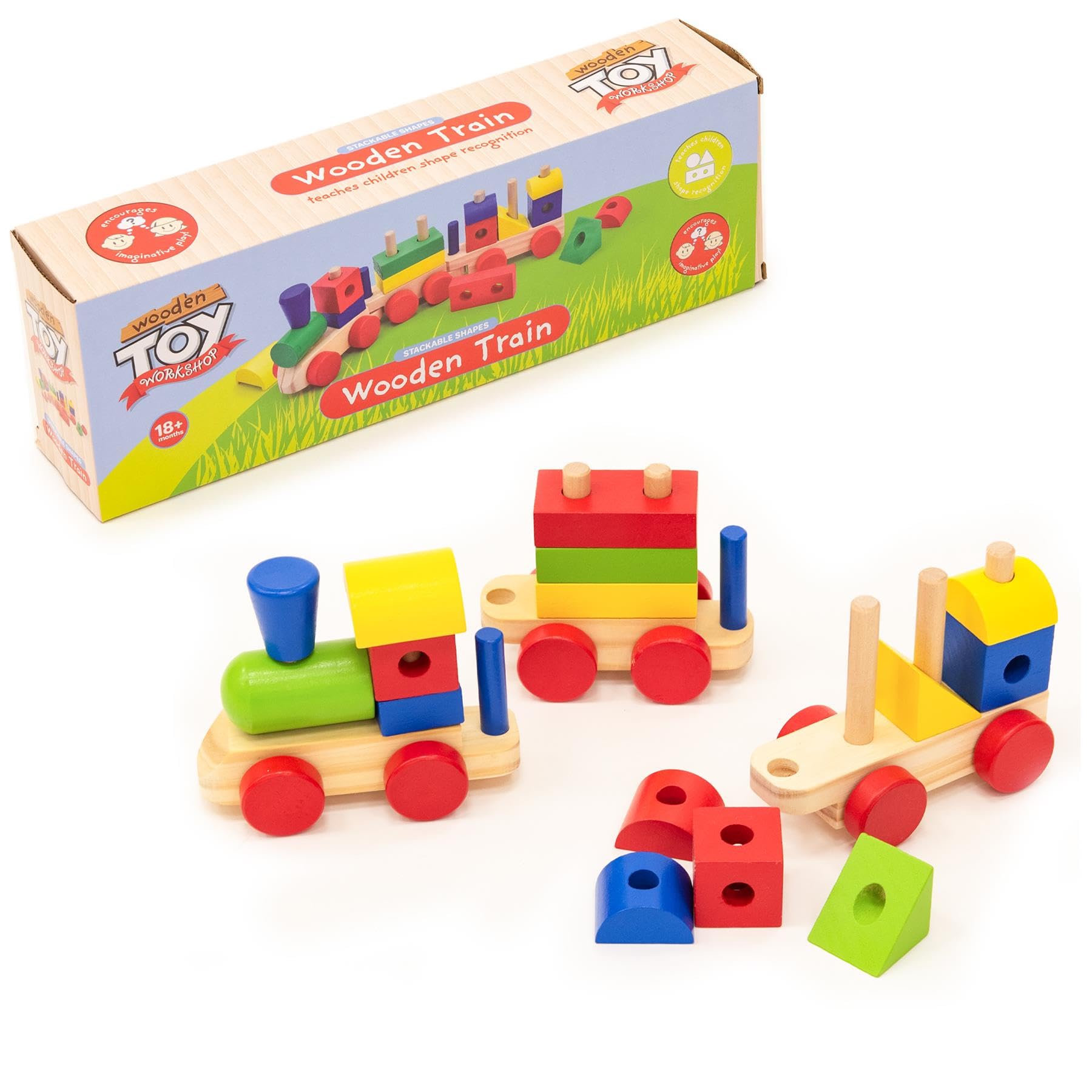 KandyToys Baby Toys Wooden Blocks Train Set | Nursery Educational Toy Playset | Wooden Toys