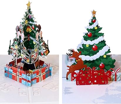 Amazon Com Meihejia Pop Up Merry Christmas Cards Christmas Tree 3d Xmas Cards For Teacher Family Friends Kids 2 Pack Office Products