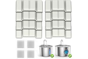 Cat Water Fountain,Ultra-Quiet Stainless Steel Dog Water Fountain 12 Replacement Filters:with 3-Stage Filtration System Filtr