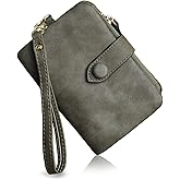 PofeeXIO Womens Small Bifold Leather Wallets RFID Ladies Wristlet with Card Slots id Window Zipper Coin Purse | Small, Bifold, RFID, Wristlet, with Card Slots, id Window
