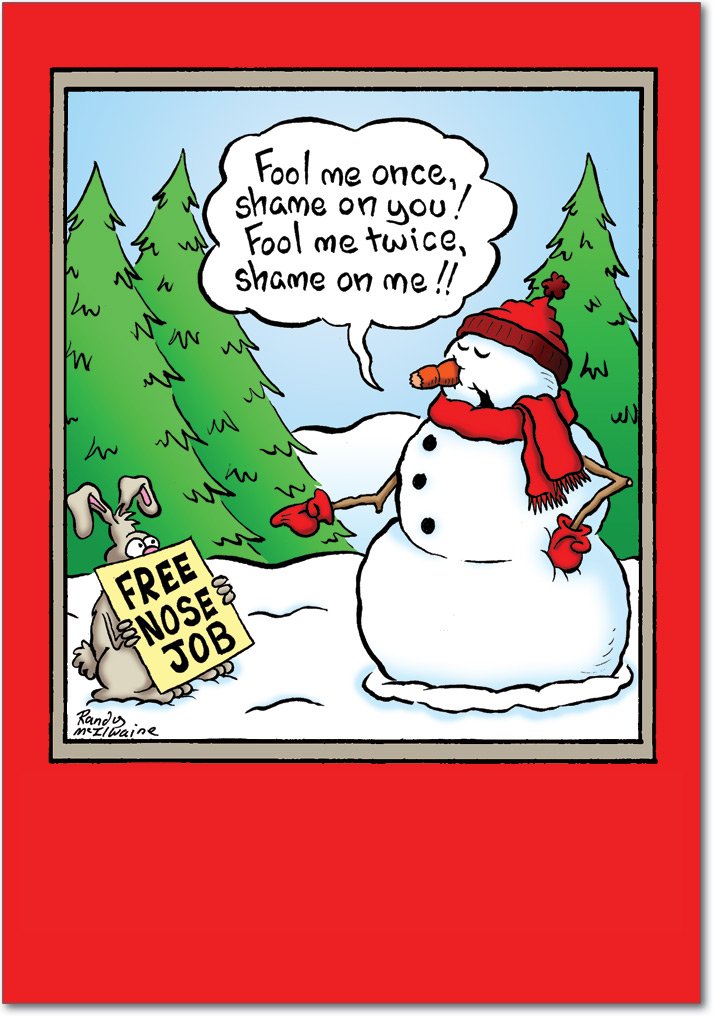 NobleWorks Free Nose Job Randy McIlwaine Cartoon Humor Christmas Greeting Card With Envelope 