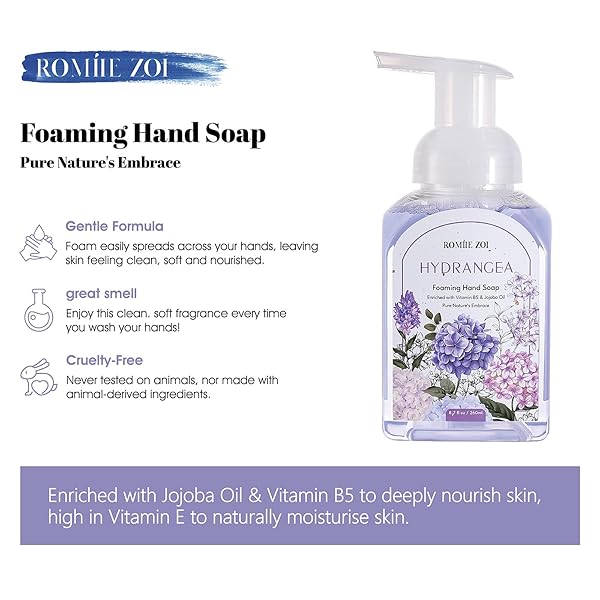 ROMIIE ZOI MINI FOAMING HAND SOAP – PACK OF 6 – ALOE, LAVENDER, LILY, PEONY, HYDRANGEA, ROSE – 260 ML/ 8.7 FL. OZ EACH