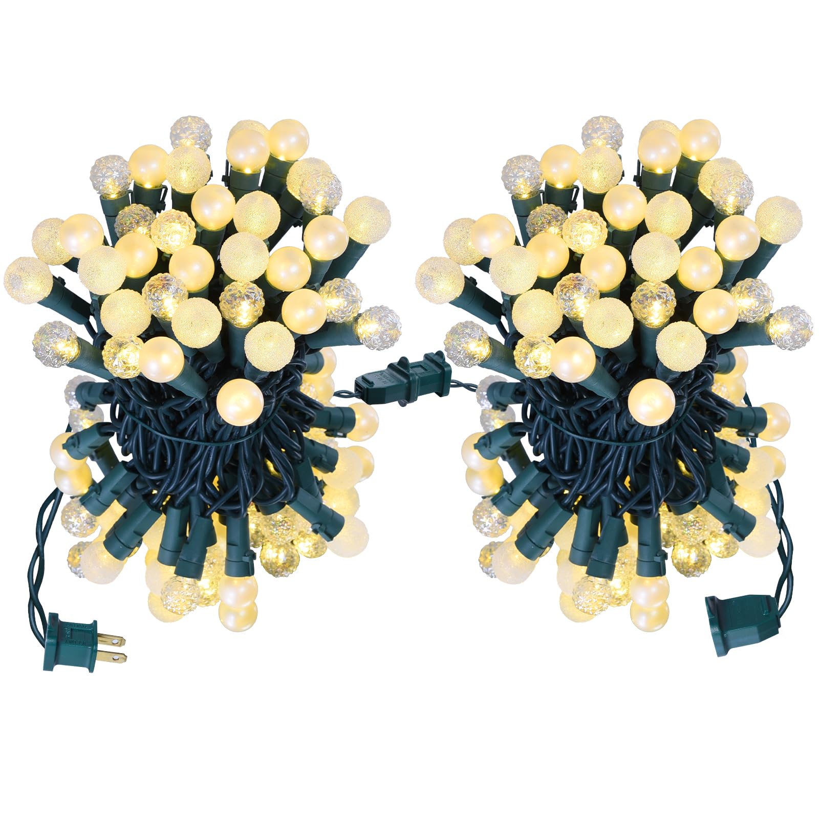 Globe String Lights: 2 Pack 70 LED Mix-Ball Fairy Lights Plug in UL Listed Christmas Tree Lights 19Ft Christmas Outdoor Indoor Fairy Lights for Bedroom Tree Patio Party Garden Wedding, Warm White Image