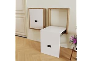 Foldable Wall-Mounted Shoe Bench, Entrance Shoe Changing Stool Chair, Hidden Shoe Bench Rack for Entryway (Walnut+White)