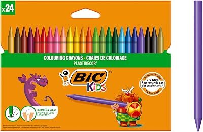 Kids Plastidecor Craies de Coloriage - Couleurs Assorties, Etui Carton de 24