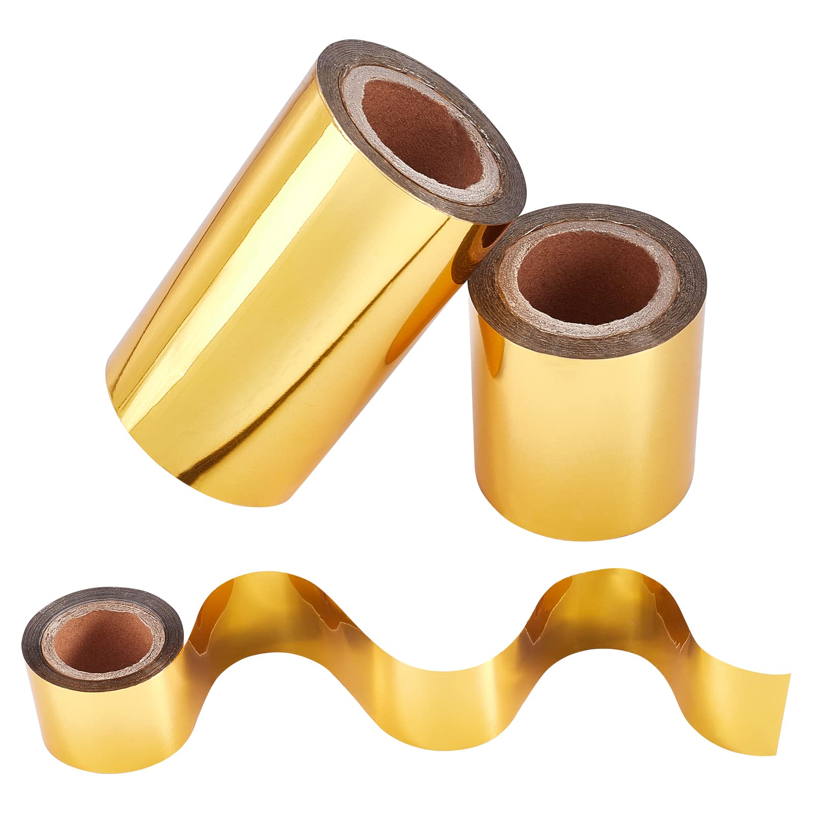 SUPERFINDINGS 3 Rolls 90m/295ft Hot Foil Stamping Paper 3 Sizes Golden Metallic Heat Transfer Foil Paper Roll for Foil Quill/Heat Foil Pen Card Making Sparkling Scrapbooking Paper Crafts