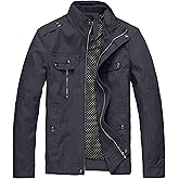 wantdo Men's Cotton Lightweight Jacket Military Jacket Casual Field Coat Windbreaker