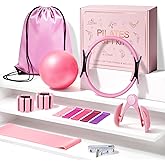 Pilates Kit for Women – All-in-One Home Workout Kit with Magic Circle, Resistance Bands, Mini Pilates Ball, Ankle/Wrist Weights, Carry Bag – Beginner Pilates Gift Set for Valentine's /Mother's Day