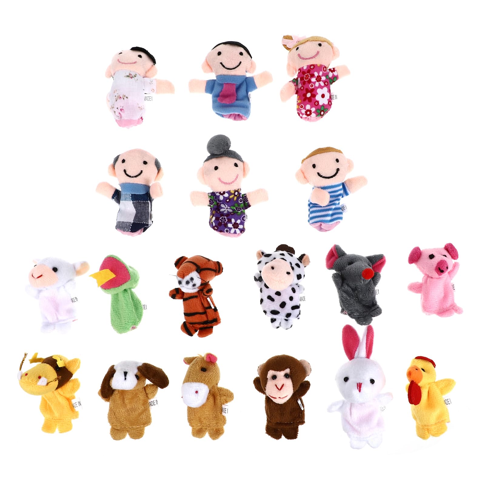 TOYANDONA 18pcs Educational Finger Puppets Animal Family Members for Storytelling and Playhouse Fun Soft Cloth Puppets for Learning and Imaginative Play