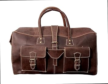 CRAFAT Leather Duffel Gym Bag for Men