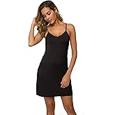 AUHEGN Women's Basic Adjustable Spaghetti Strap Cami Slip Mini Dress