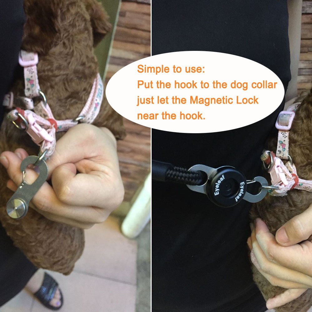 outdoortop Hands Free Leash Fastener - Strong Magnetic hook Pets Lock Carabiner Quick Link Nylon Climbing Rope Dog Leash Free Control-for Running Hiking Jogging and Walking for Small-Medium Dogs