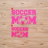 2 Pack Hot Pink, 4 Inches, 6 Inches - Soccer Mom Football Sticker Decal Vinyl 03183d - No Background Die Cut for Car Boat Laptop Cup