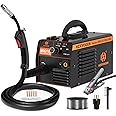 H HZXVOGEN 145A MIG Welder 110V/220V Flux Core Welder Dual Voltage MIG Welding Machine IGBT Inverter Portable Welder Machine