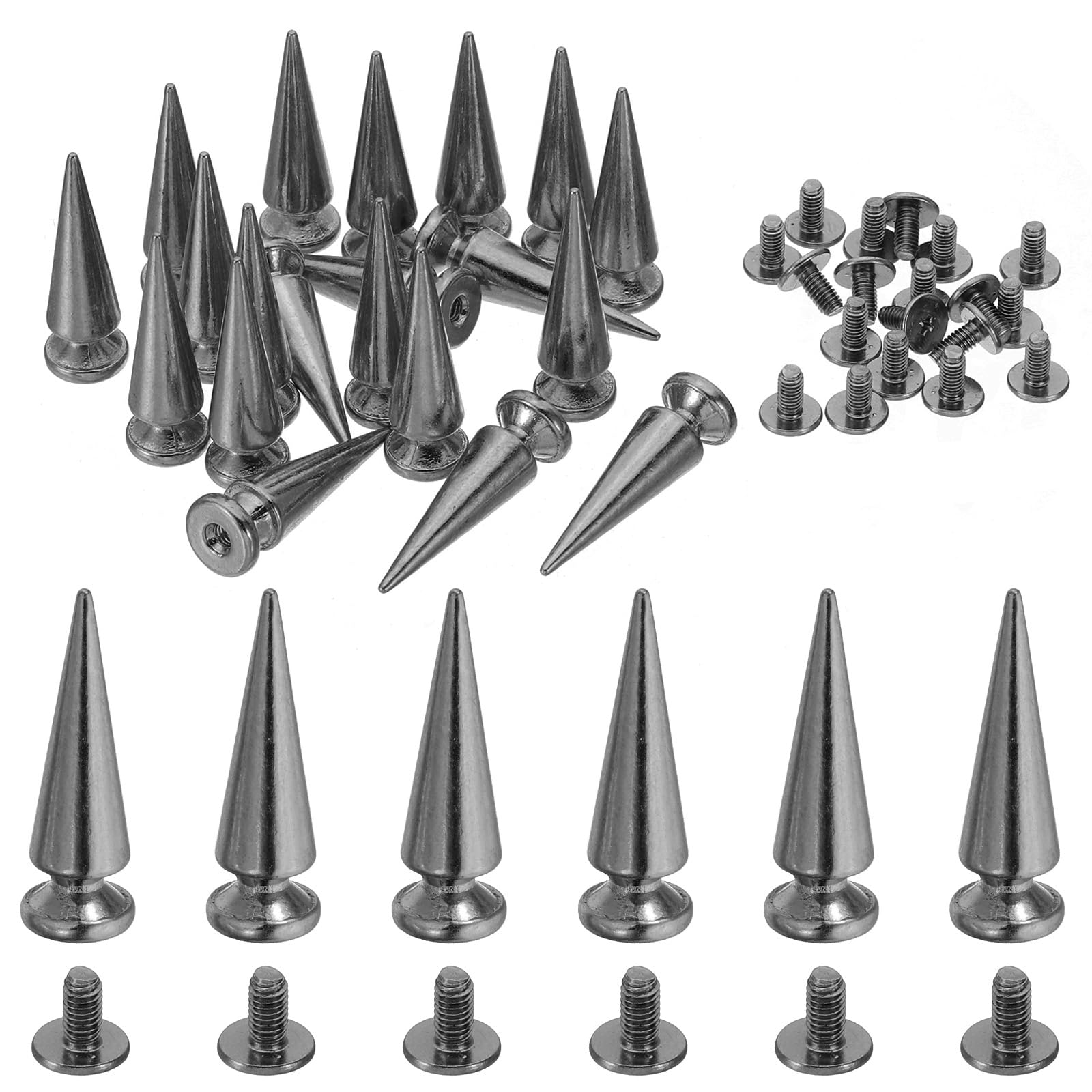 PATIKIL 29mm Studs for Clothing, 20 Sets Studs and Spikes Leather Rivets Cone Spikes Metal Screw Studs for Clothing Leather Crafts Fabric Shoes Punk Bag Leathercraft, 10x29mm, Black