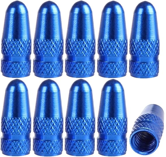 PRESKIN 10 er Set Presta Blau Fahrrad-Ventilkappen aus Aluminium eloxiert, Valve Caps für französische Ventile