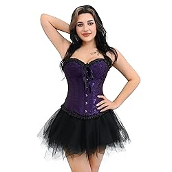 frawirshau Corsets for Women Lace Up Overbust Black