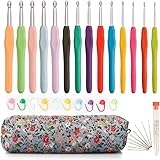 OWill 14 Piece Crochet Hooks Set, Crochet Hooks for Beginners Adults, Soft Grip Crochet Needles Tools with Storage Case，Ergon